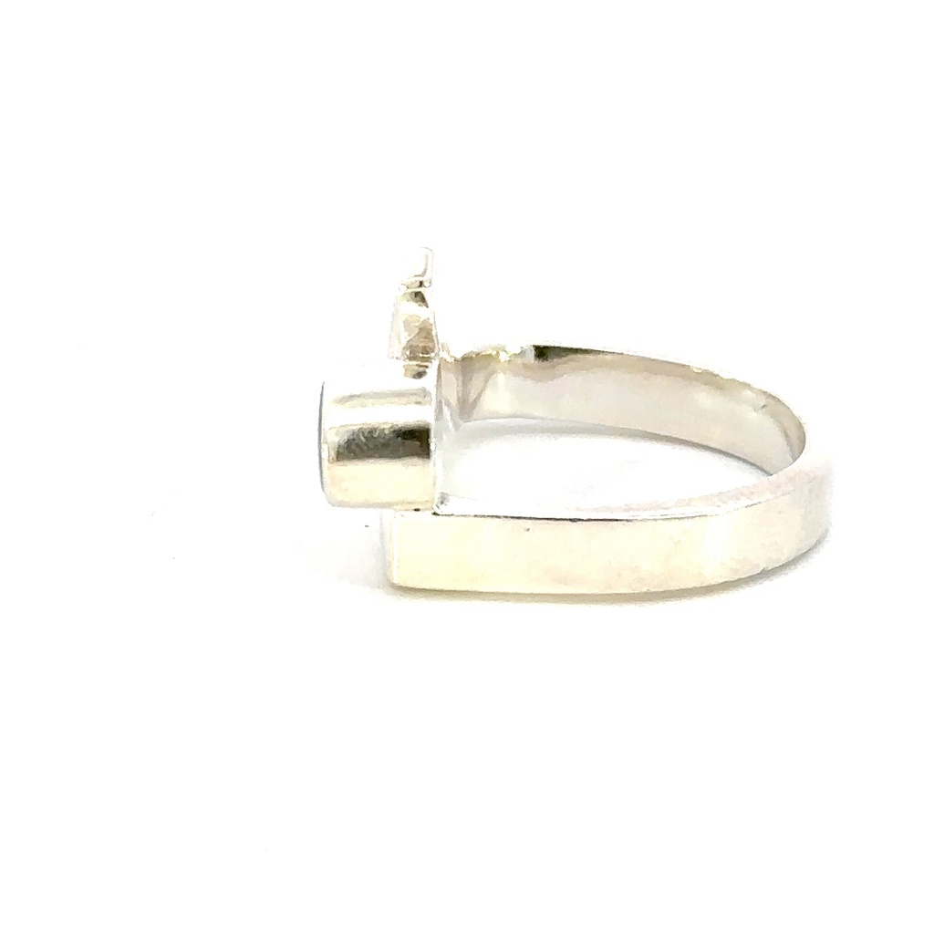 Sterling silver ring with an Aussie opal in blues & greens