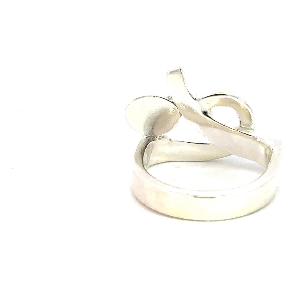 Sterling silver ring with an Aussie opal in blues & greens