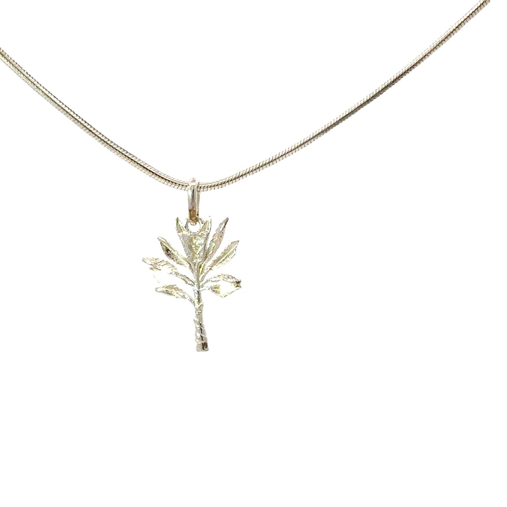 Small Sterling Silver Banana Leaf Pendant