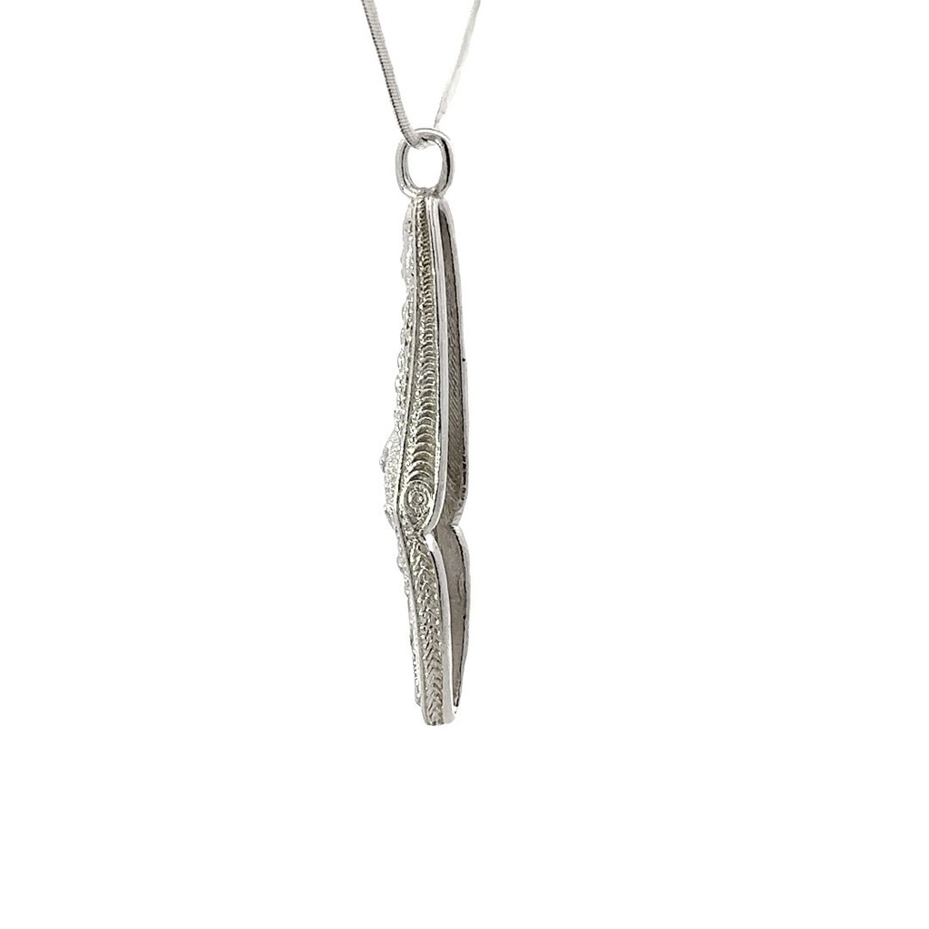 Silver Crocodile Long Mask Pendant