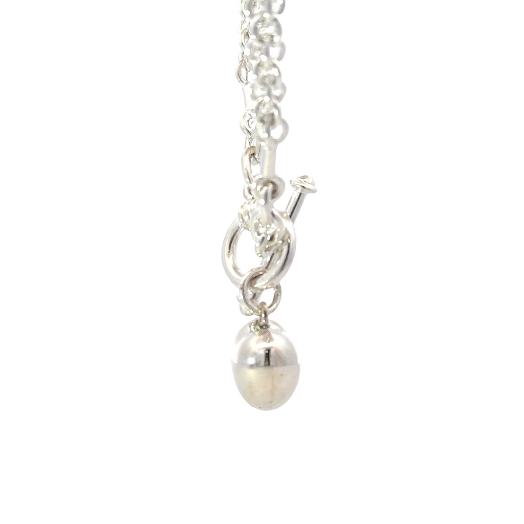 Silver Double Link Chain With Heart Pendant