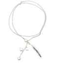 Sterling Silver Lariat With Pearls & Feather