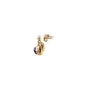 Charoite Stone Drop Earrings In Yellow Gold