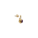 Charoite Stone Drop Earrings In Yellow Gold