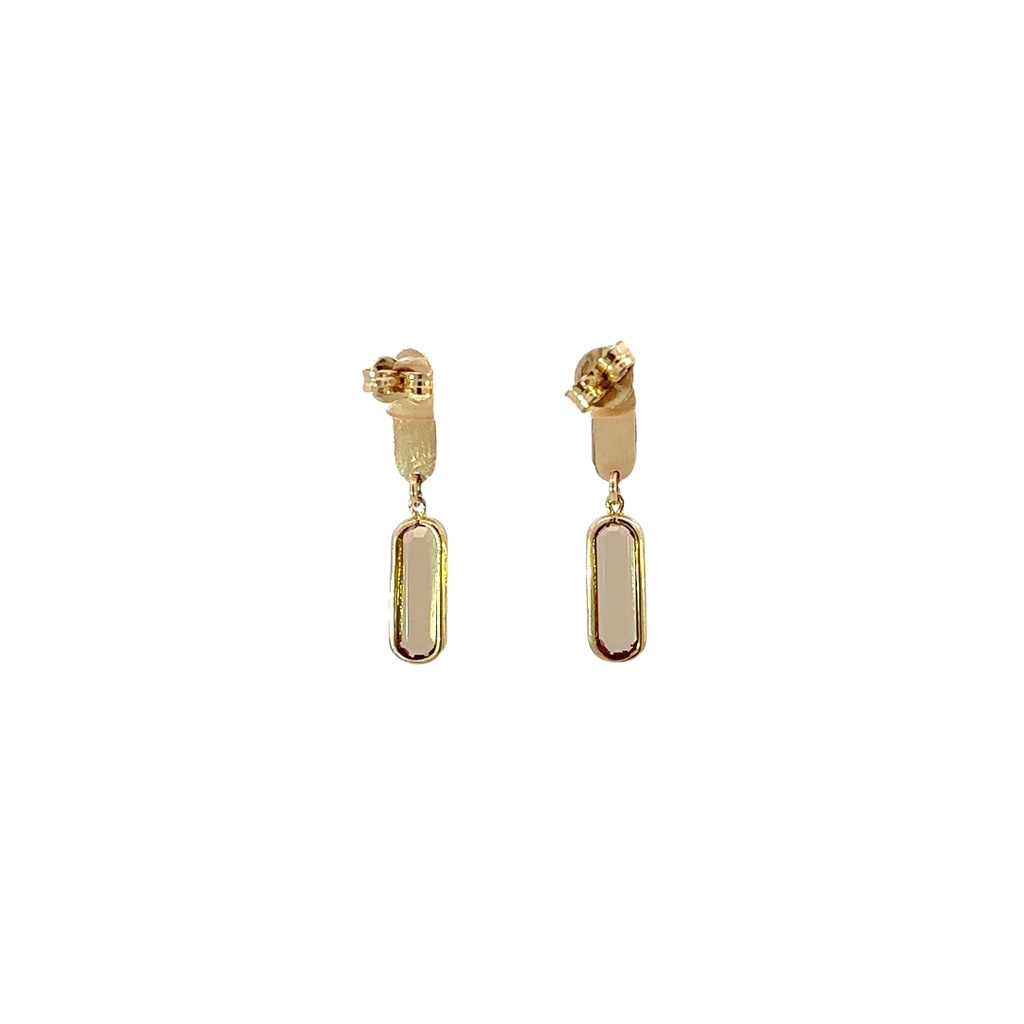 Oblong Peridot Drop Earrings In Yellow Gold