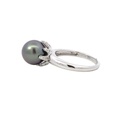 Tahitian Pearl & Diamond Ring In 18K White Gold