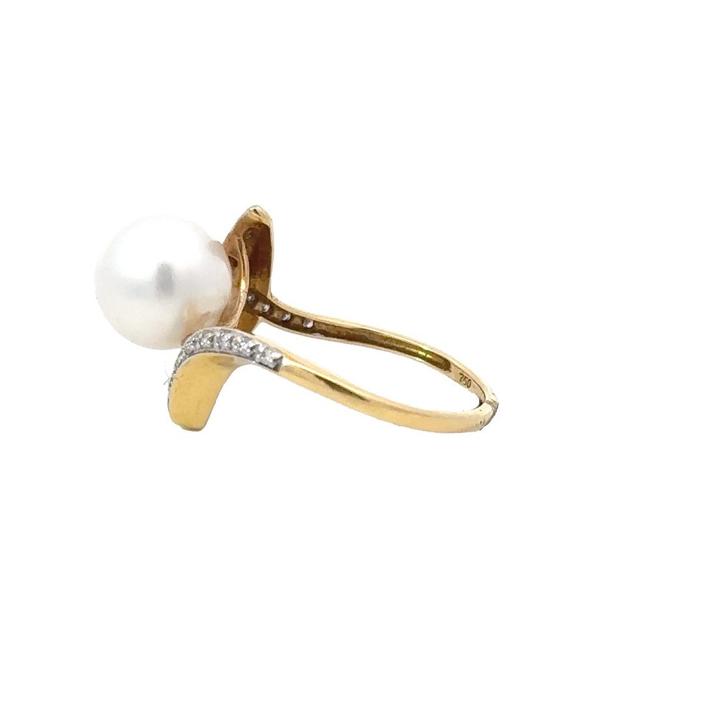 South Sea Pearl & Diamond Ring In 18K Yellow Gold