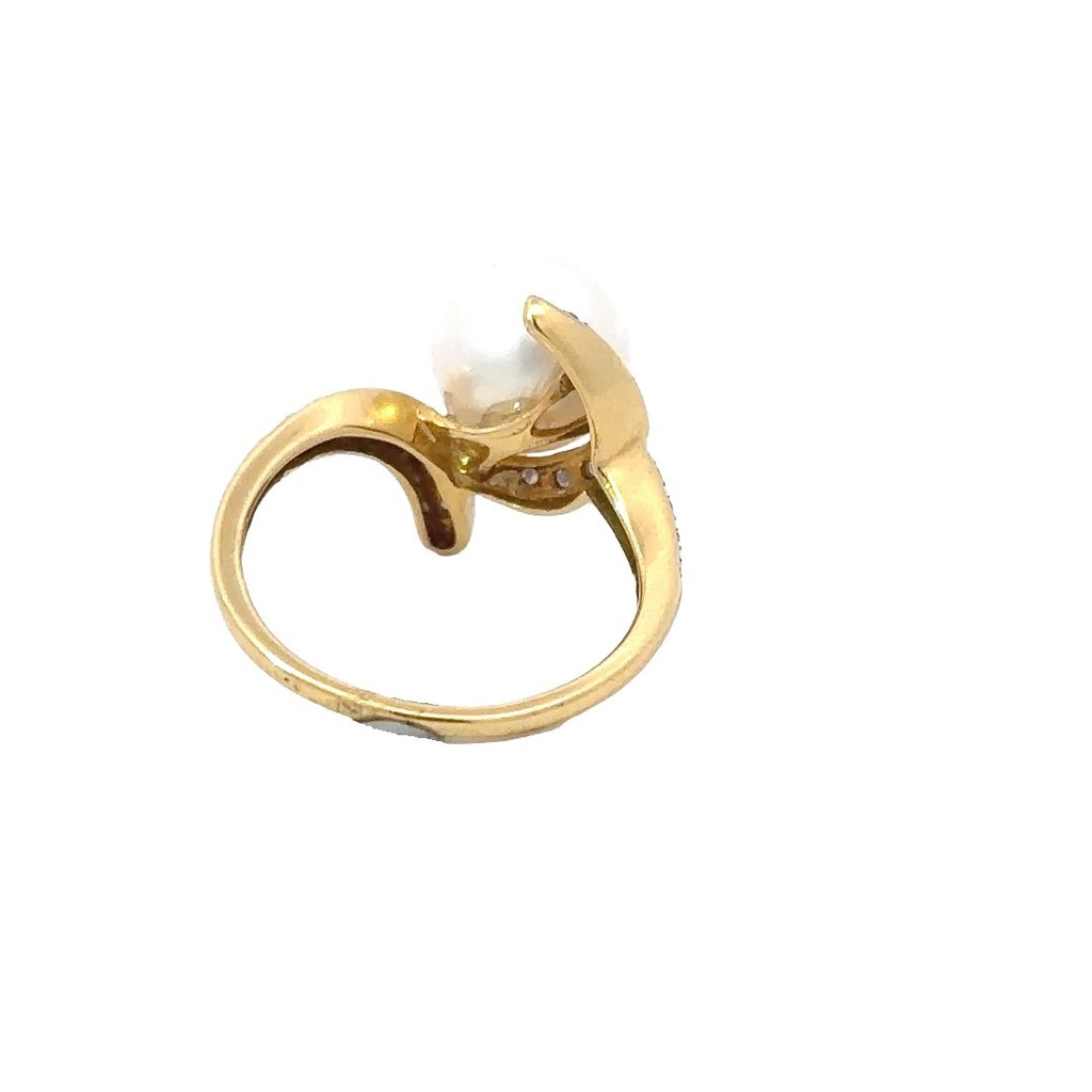 South Sea Pearl & Diamond Ring In 18K Yellow Gold