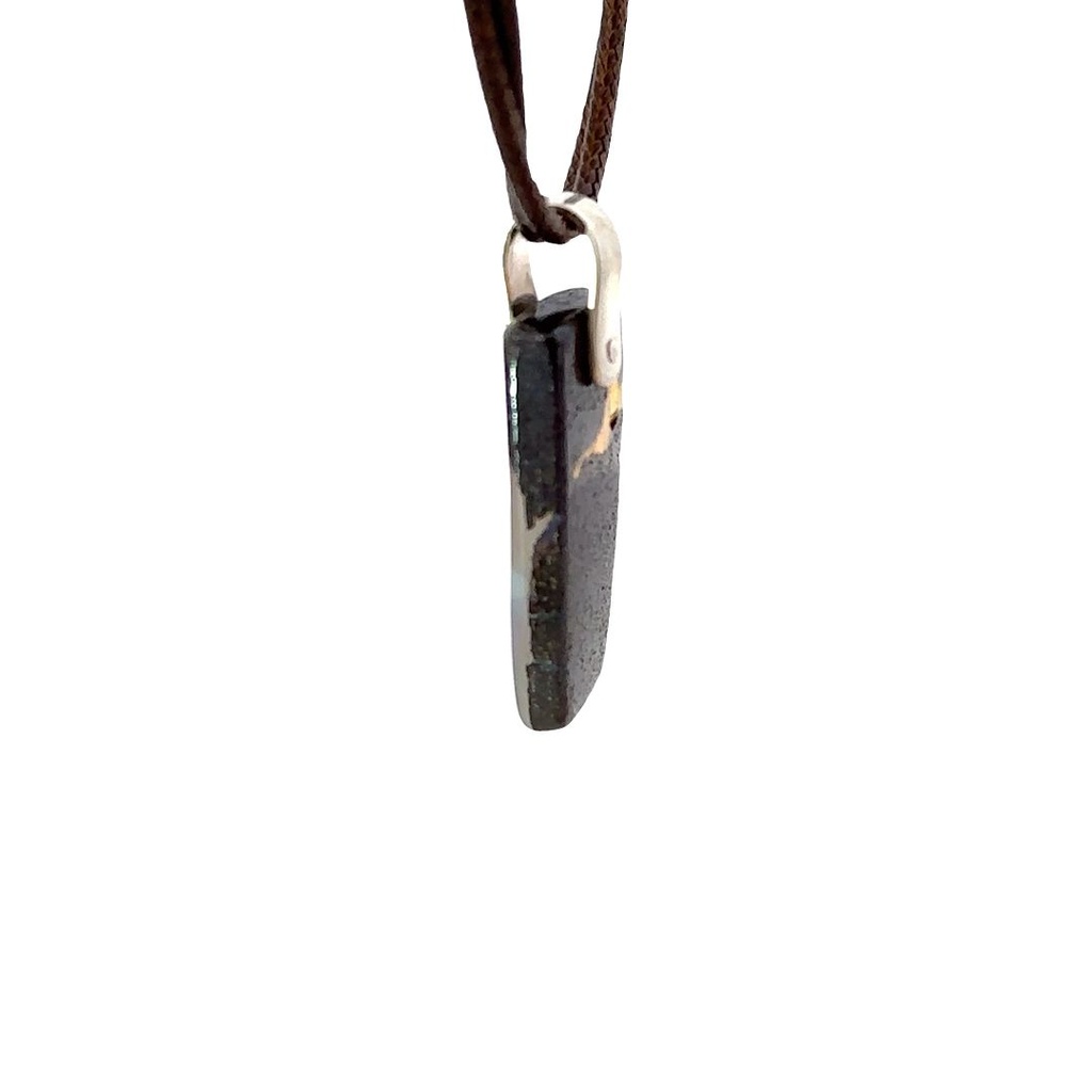 Sterling Silver Boulder Opal Pendant on Leather
