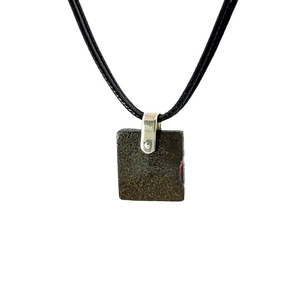 Silver Boulder Opal Pendant on Black Leather
