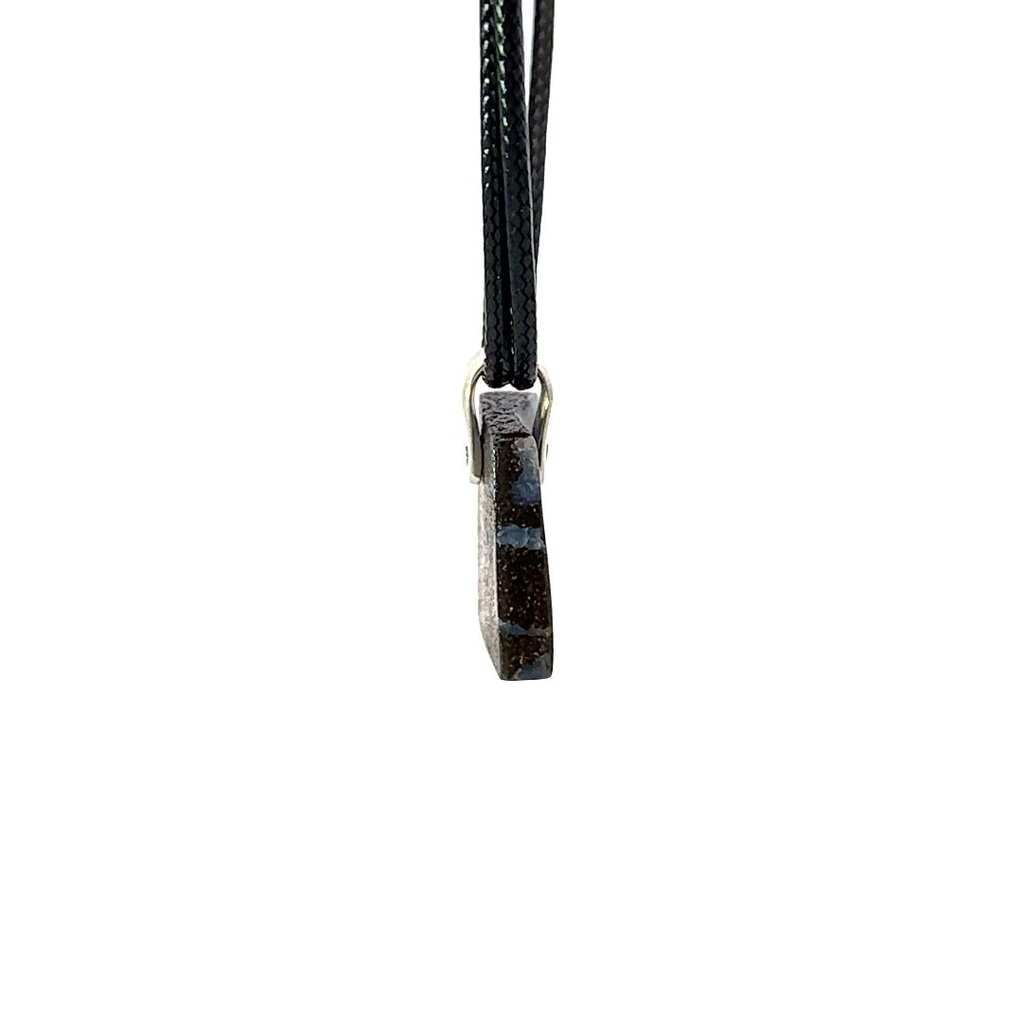 Silver Boulder Opal Pendant on Black Leather