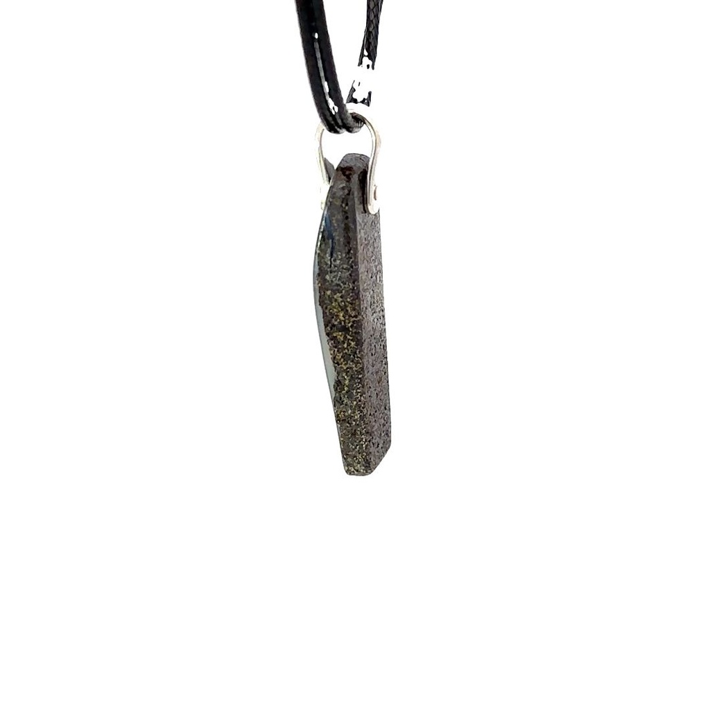 Silver Boulder Opal Pendant on Black Leather