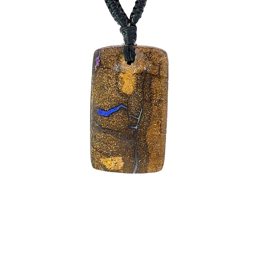 Natural Boulder Opal on Macramé Black Cord