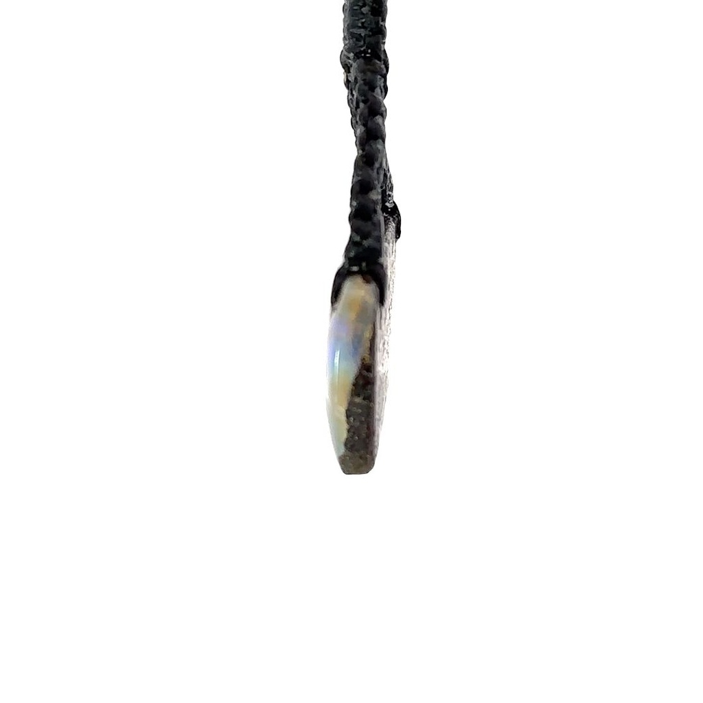Boulder Opal Pendant on Black Macramé Cord