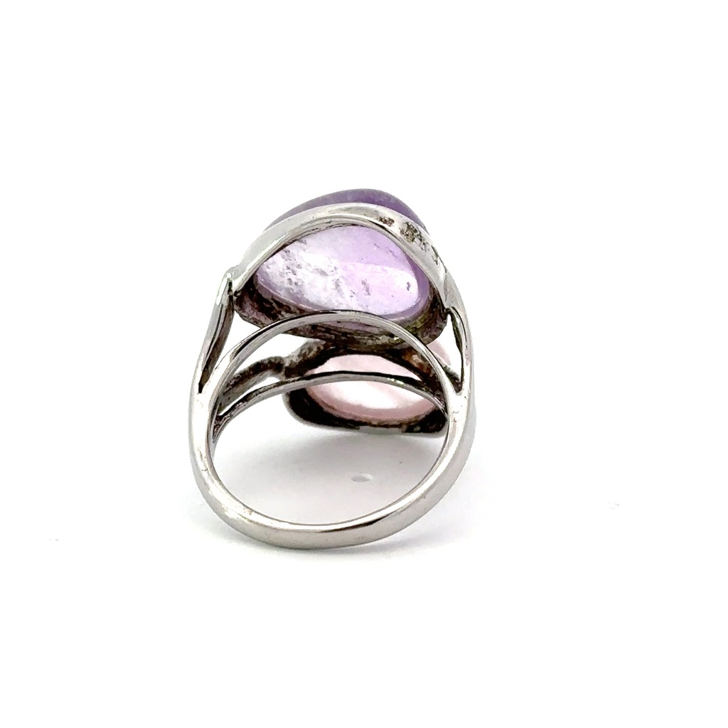 Silver Cabochon Amethyst & Morganite Ring
