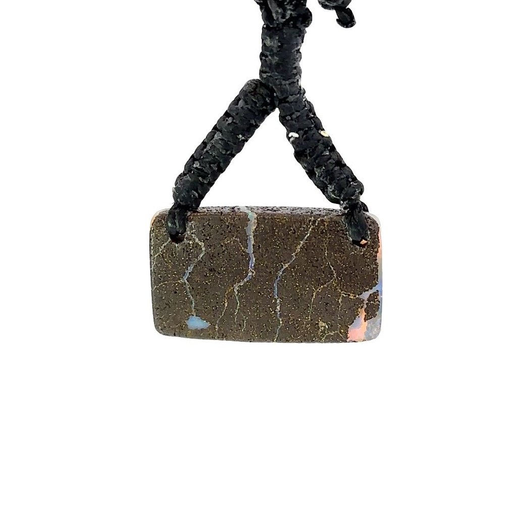 Boulder Opal Pendant on Black Macramé Cord