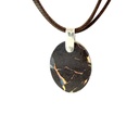Silver Boulder Opal Pendant On Brown Leather