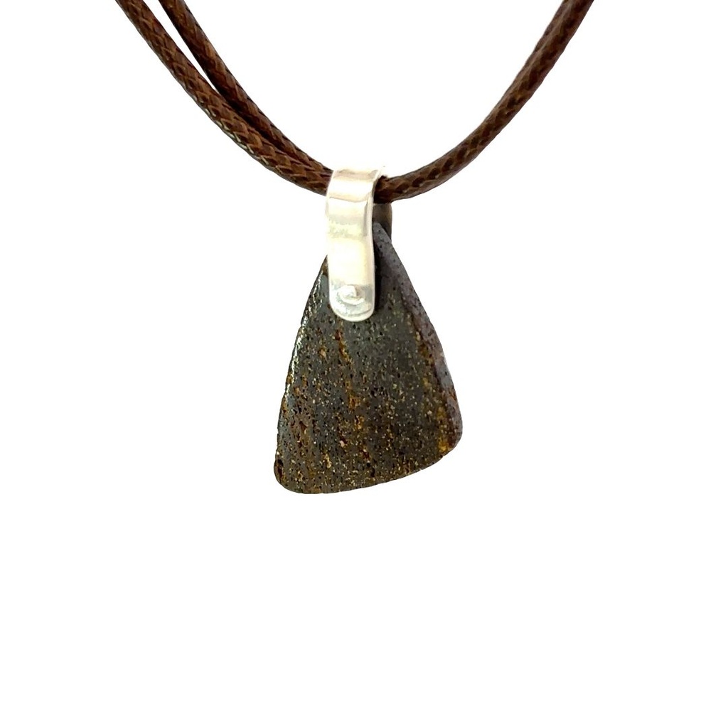 Silver Boulder Opal Pendant on Brown Leather