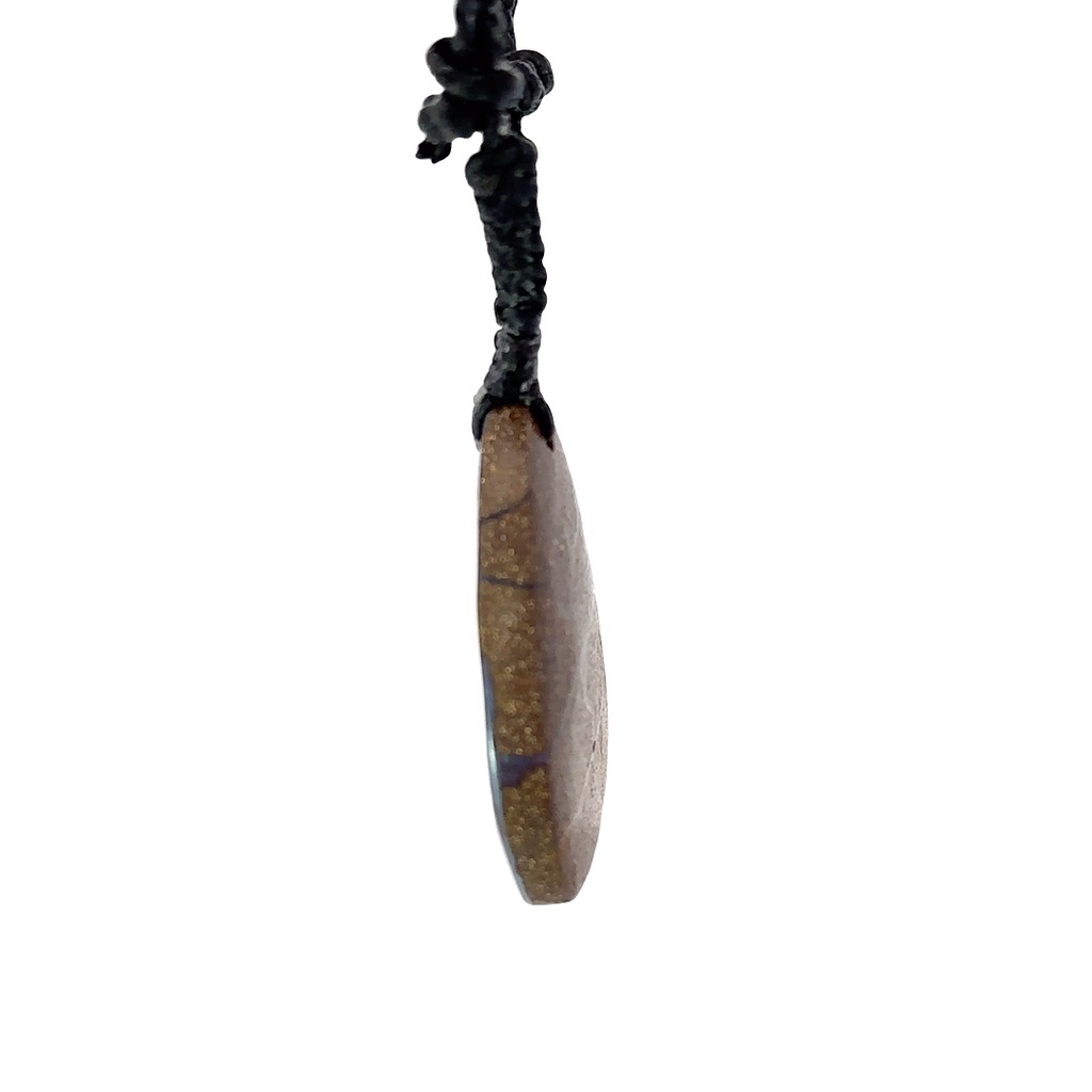 Natural Boulder Opal on Macramé Black Cord
