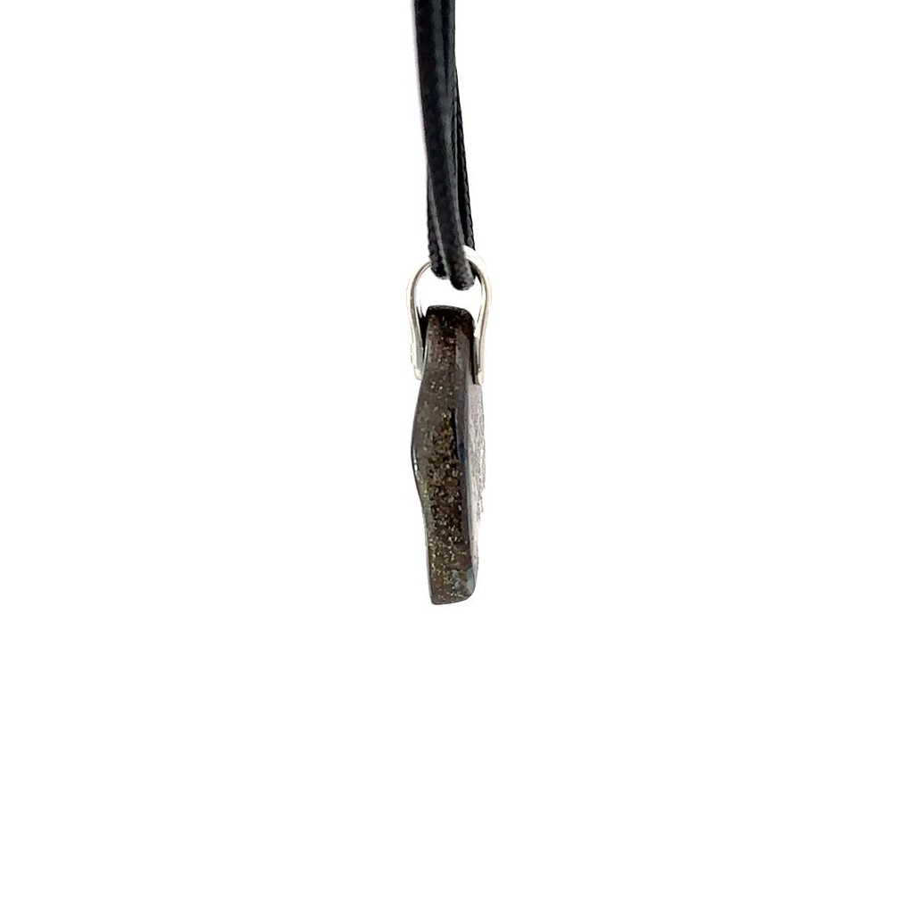 Boulder Opal Pendant W/ Silver on Leather