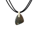Boulder Opal Pendant W/ Silver on Leather