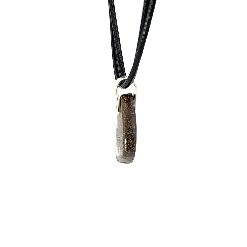Boulder Opal Pendant W/ Silver on Leather