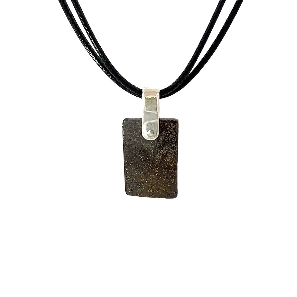 Boulder Opal Pendant W/ Silver on Leather