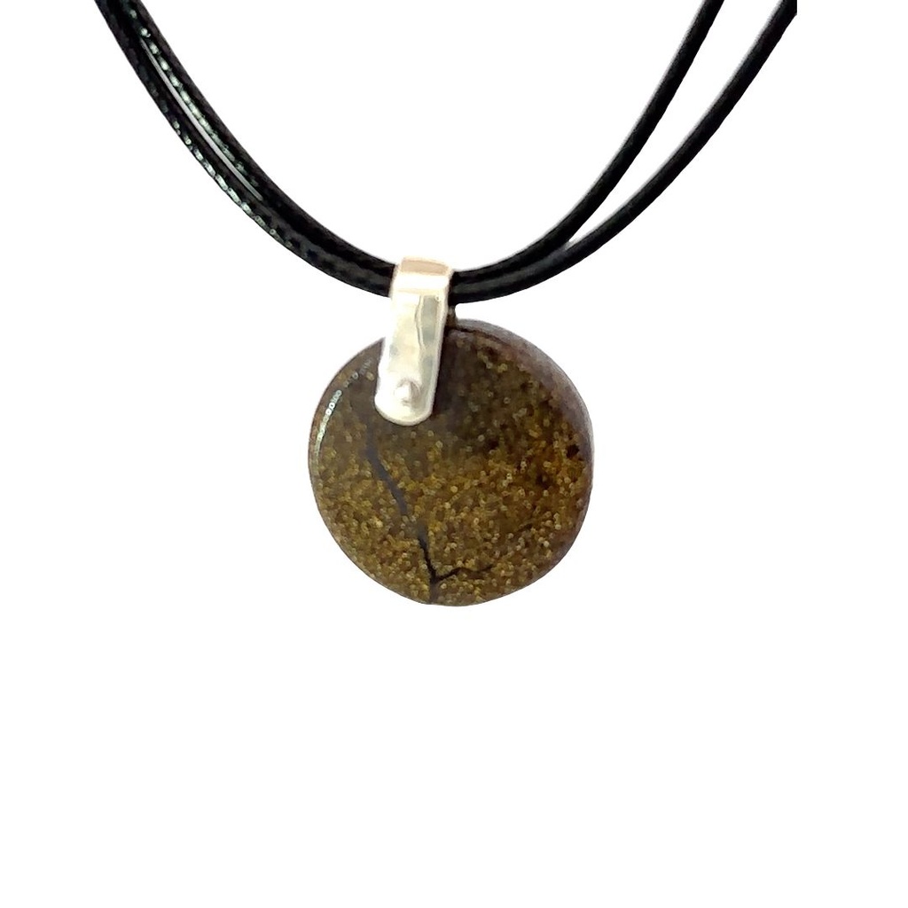 Boulder Opal Pendant W/Silver on Leather