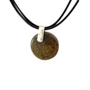 Boulder Opal Pendant W/Silver on Leather
