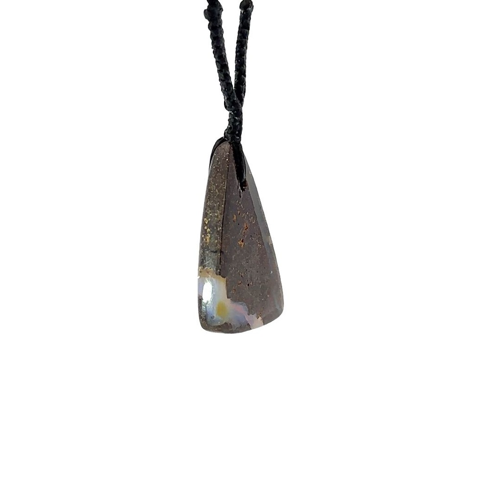 Natural Boulder Opal Pendant on Black Cord