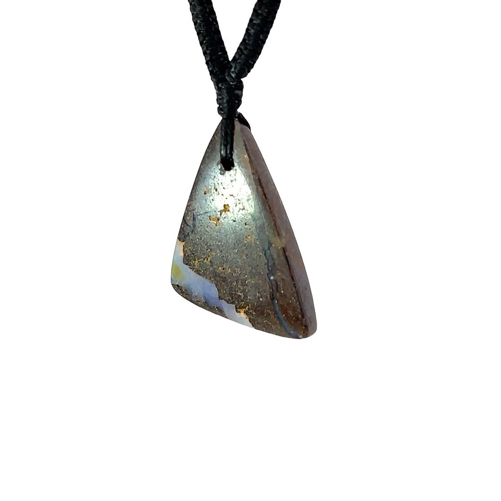 Natural Boulder Opal Pendant on Black Cord