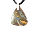Large Boulder Opal Pendant W/ Silver on Leather