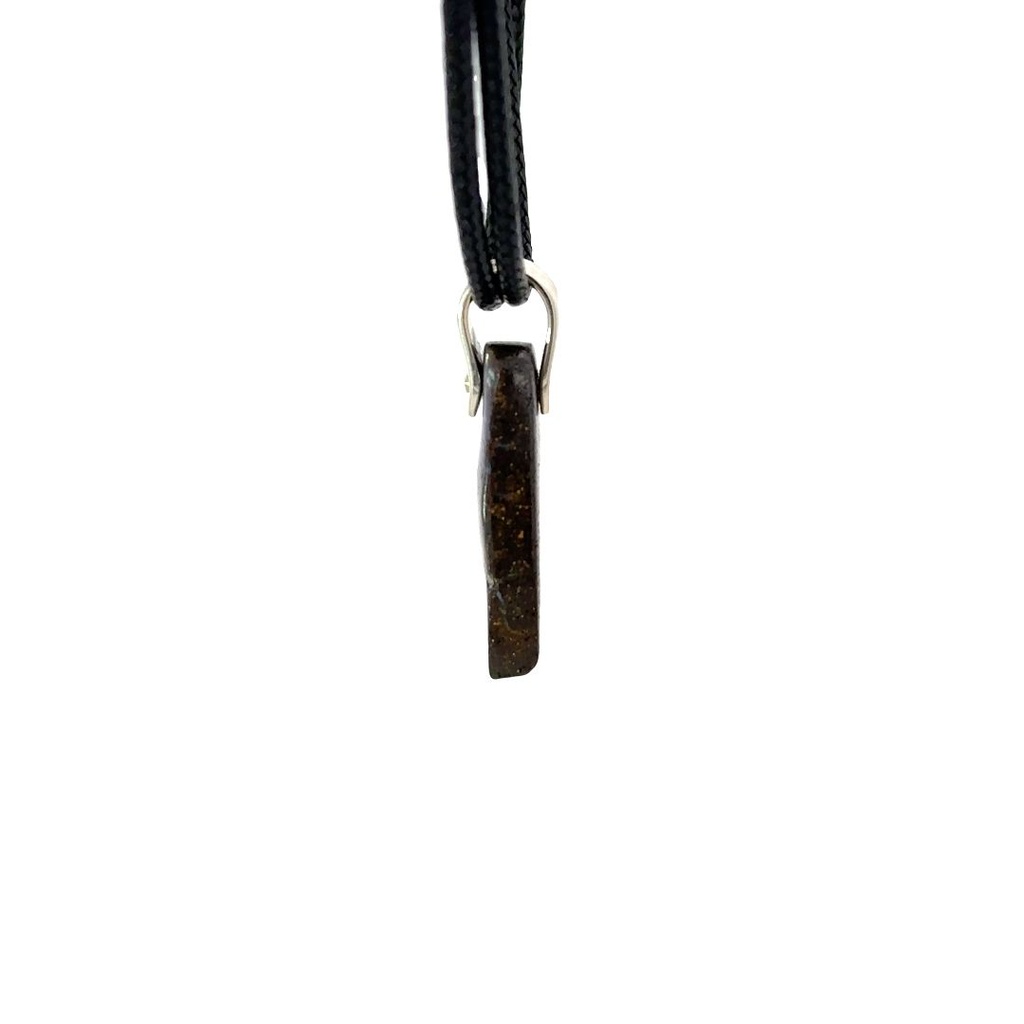Boulder Opal Pendant W/ Silver on Leather