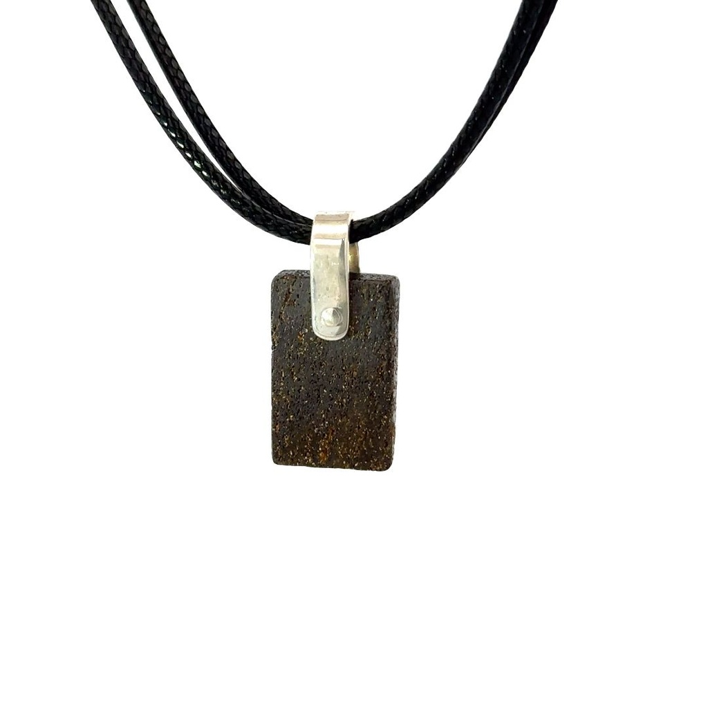 Boulder Opal Pendant W/ Silver on Leather