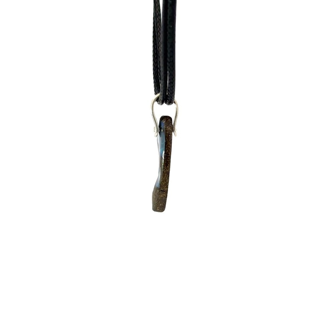 Sterling Silver Boulder Opal Pendant on Leather