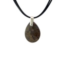 Silver Boulder Opal Pendant on Black Leather