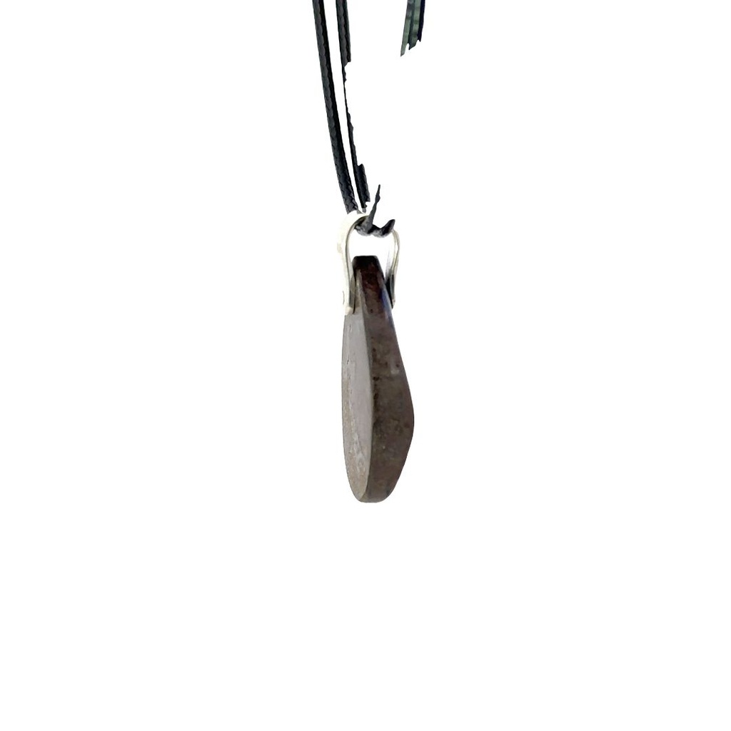 Silver Boulder Opal Pendant on Black Leather