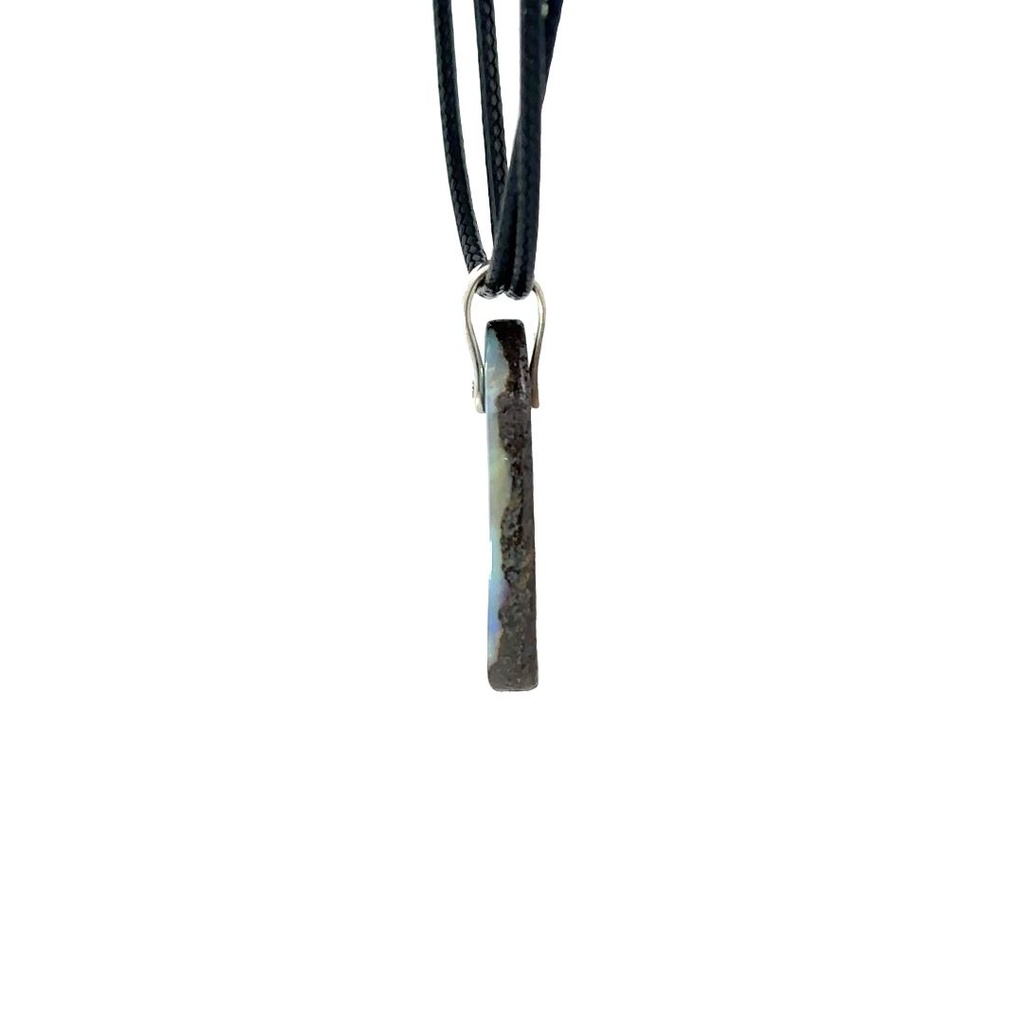 Silver Boulder Opal Pendant on Black Leather