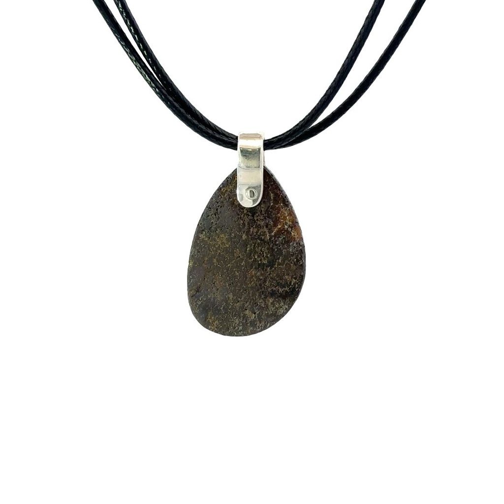 Silver Boulder Opal Pendant on Black Leather