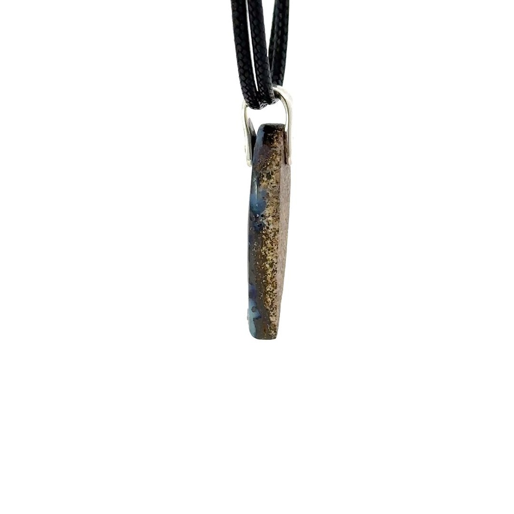 Sterling Silver Boulder Opal Pendant on Leather