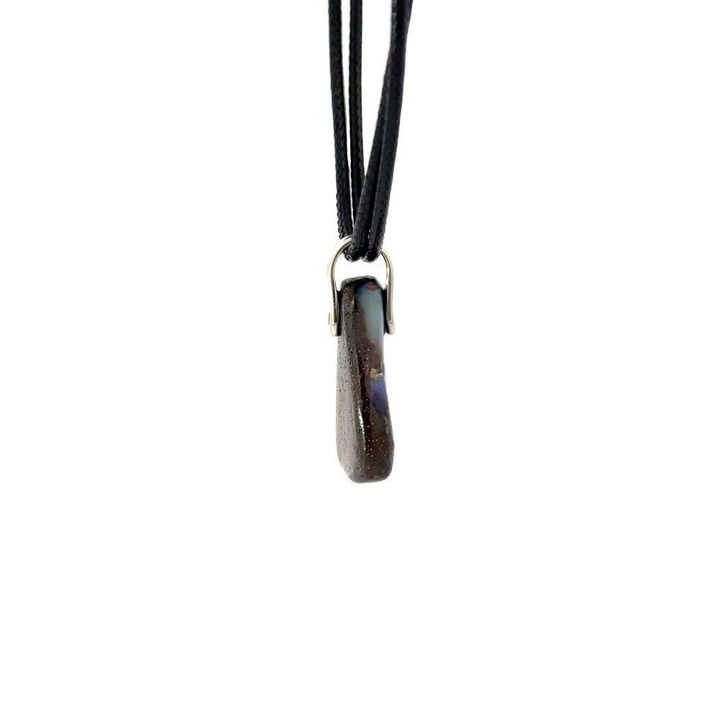 Sterling Silver Boulder Opal Pendant on Leather
