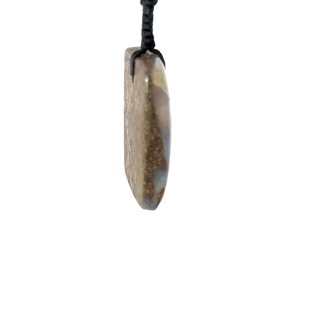 Natural Boulder Opal Pendant on Black Cord