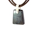 Silver Boulder Opal Pendant on Brown Leather
