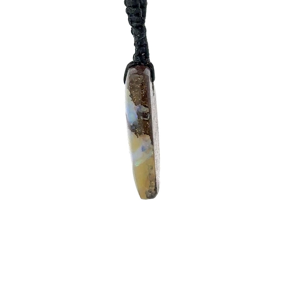 Boulder Opal Pendant on Black Macramé Cord