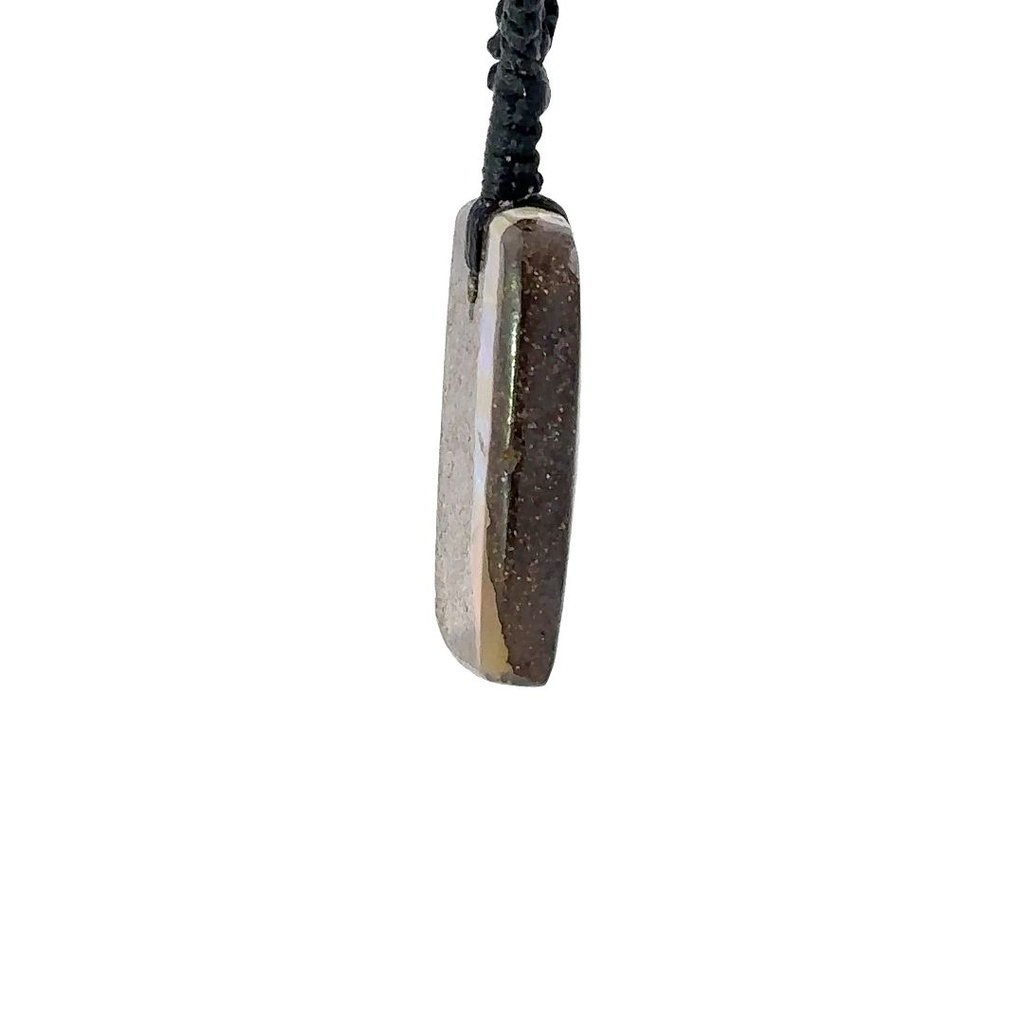Boulder Opal Pendant on Black Macramé Cord