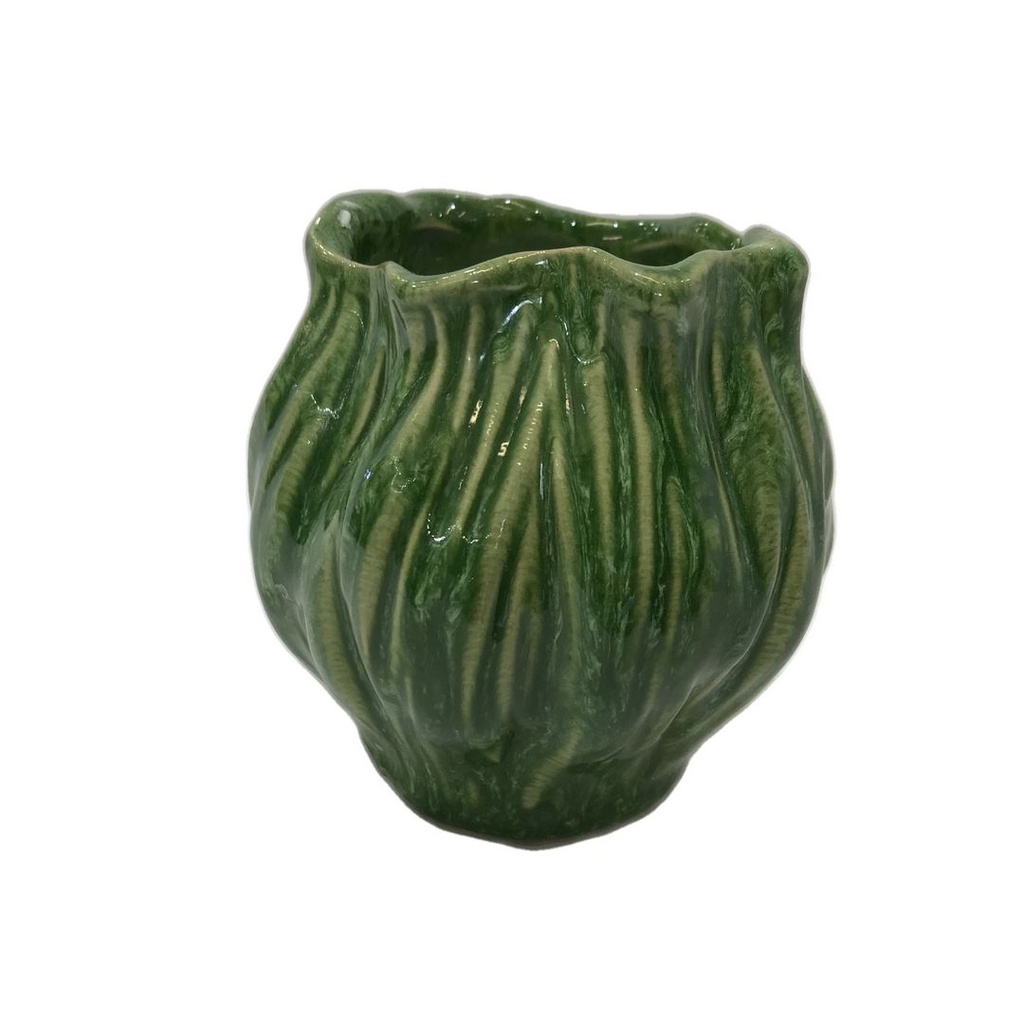 Candle In Green Organic Ceramic Pot