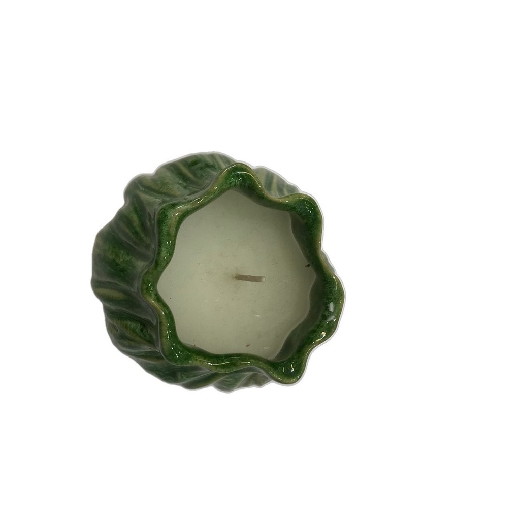 Candle In Green Organic Ceramic Pot
