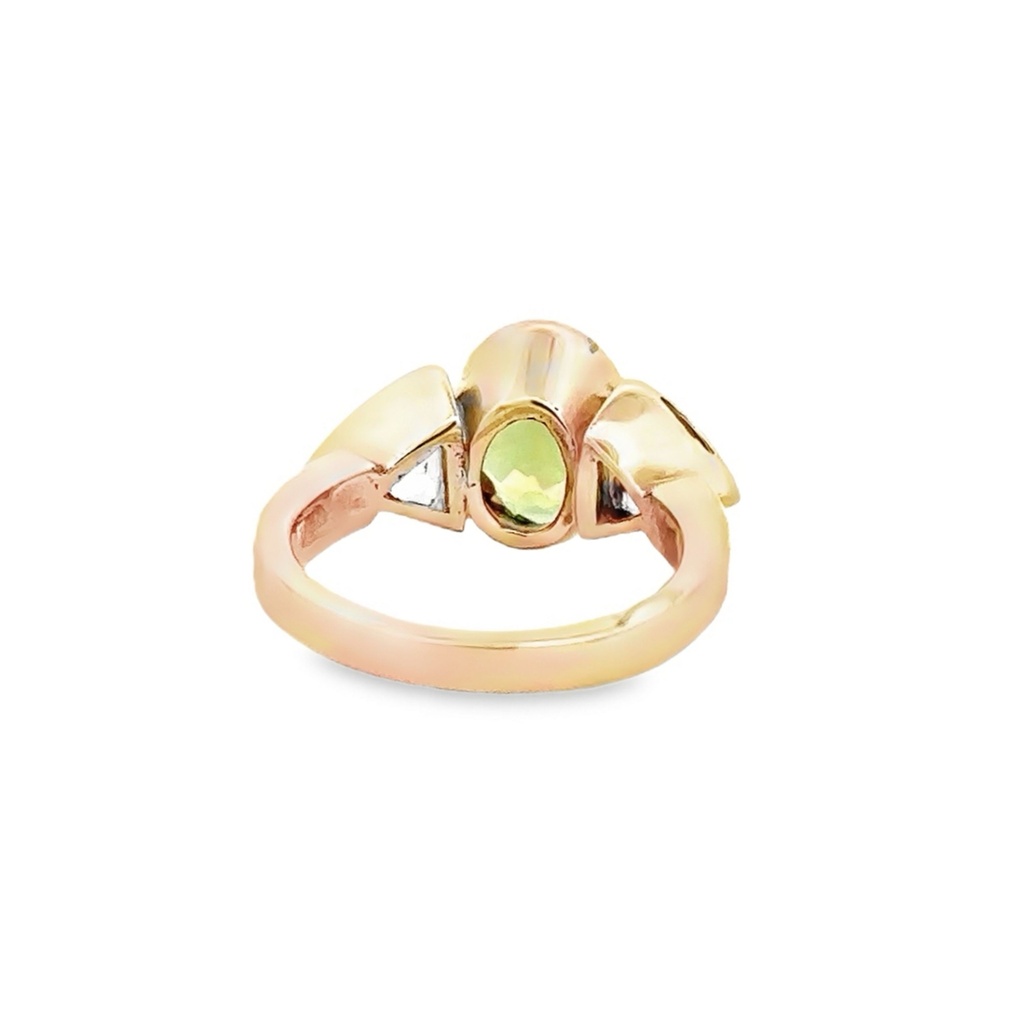 Morganite & Peridot ring in 9ct Gold