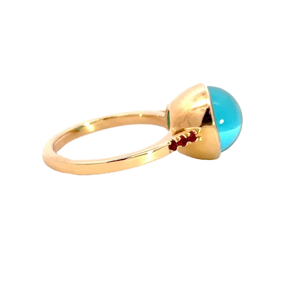 Morganite & Peridot ring in 9ct Gold