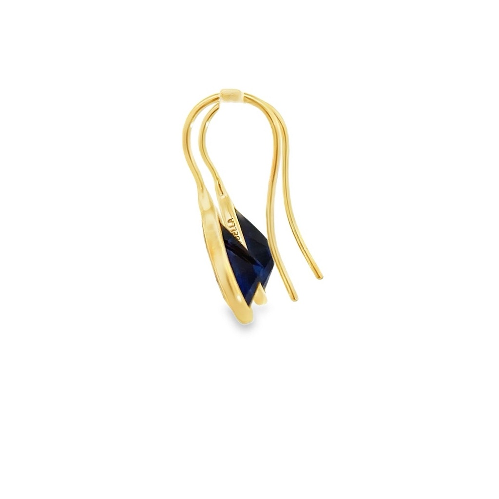 Gold Plated Dark Blue Teardrop Earrings